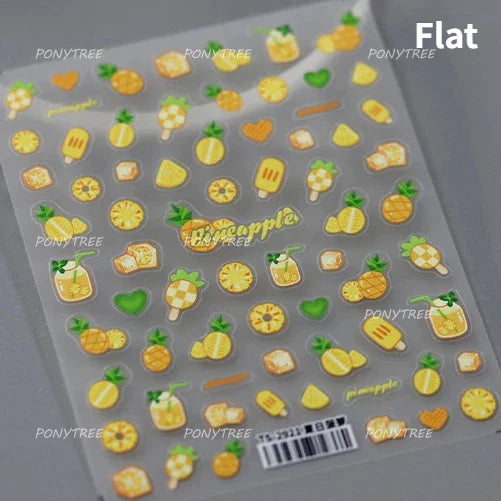 Summer Beach Bikini Watermelon Cat Popsicle Swim Ring Ice Cream Shell Coconut Tree Nail Art Decoration Stickers Manicure Decals (Online Order Only)