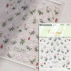 Charming Dreamy Shiny Jelly Blue Gradient Lily Flowers Rose Petal White Dot Chinese Colorful Nail Art Stickers Manicure Decals (ONLINE ORDER ONLY)