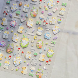 Picnic Cat Kitten Bowknot Flower Fish Butterfly Tree Mushroom Star Moon Cat's Paw Adhesive Nail Art Sticker Cute Manicure Decals (Online Order Only)