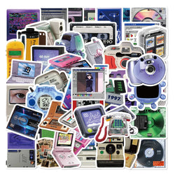 Vintage Phone CD Tape Stickers Retro Decals Waterproof for Motorcycle Laptop Suitcase Notebook (ONLINE ORDER ONLY)