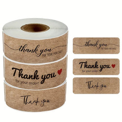 Thank You Stickers Kraft Paper Sealing Rectangular for Shop Bakery Gifts (ONLINE ORDER ONLY)