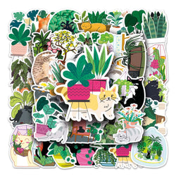 50Pcs Cat Flower Cartoon Waterproof Vinyl Stickers for Skateboard Snowboard (ONLINE ORDER ONLY)