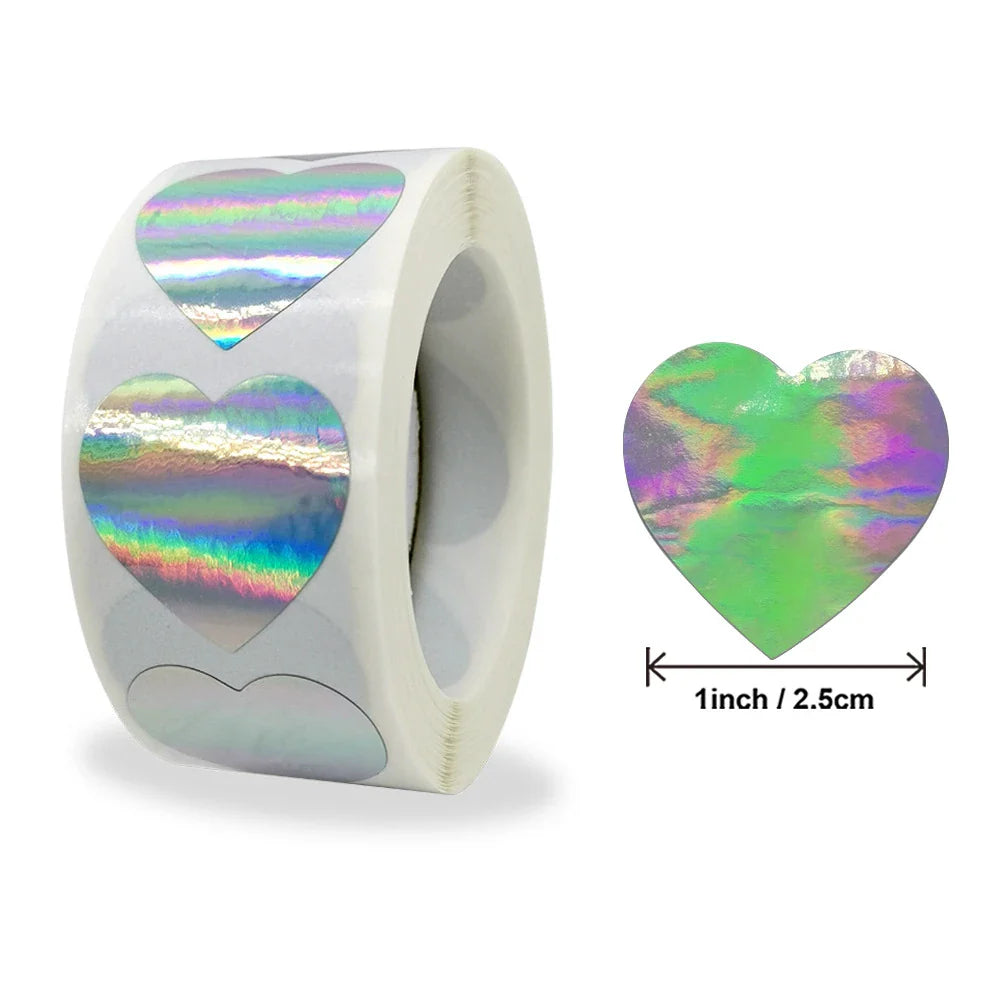 500pcs/roll Gold Holographic Glitter Sealing Label Round Laser Sticker Party Handmade Envelope Business Label Stationary Sticker (ONLINE ORDER ONLY)