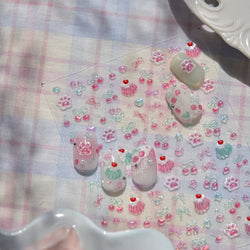 Colored Shiny Jelly Claw Paw Pudding Dessert Cherry Bowknot Cake Bow Tie Drink Food Love Heart Nail Art Sticker Manicure Decal (ONLINE ORDER ONLY)