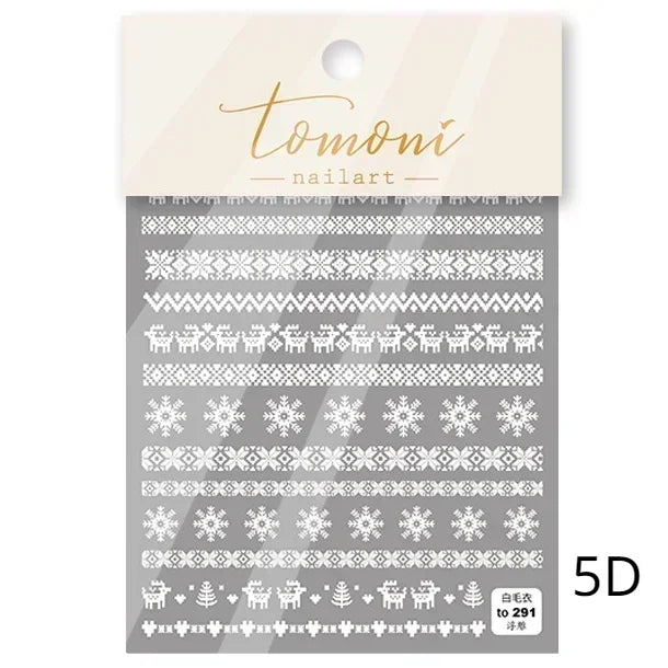 Bronzing Jelly Laser Snowflake Christmas Hot 5D Soft Embossed Relief Self Adhesive Nail Art Decoration Sticker 3D Manicure Decal (ONLINE ORDER ONLY)