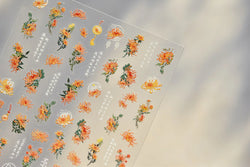 Antique Changle Flower Chrysanthemum Jade Pendant Feathers Green Leaf Adhesive Nail Art Stickers Flat Embossment Manicure Decals (Online Order Only)