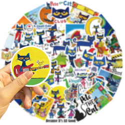 50PCS Kawaii Cute Pete The Cat Sticker Funny Cartoon Stickers For Decorative Scrapbook DIY Child Phone Stationery Supply for Kid (ONLINE ORDER ONLY)