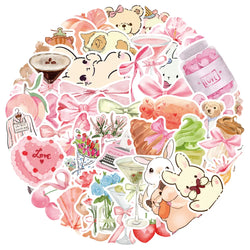 Cute Pink Cartoon Graffiti Stickers for Suitcase, Skateboard, Laptop, Luggage, Phone - 10/30/50PCS (Online Order Only)