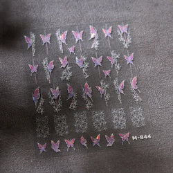 Butterfly Flower Hollow Out Lace Delicate Floral Print Shiny Cloth Block Insect Self Adhesive Nail Art Stickers Manicure Decals (Online Order Only)