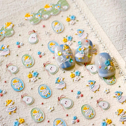 Cute Duck Pear Bowknot Mini Flower Duckling Line Bow Photo Frame Seal Stamp Figure Self Adhesive Nail Art Sticker Manicure Decal (ONLINE ORDER ONLY)