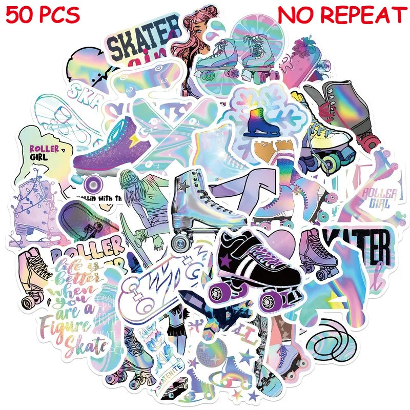 Skate Roller Girls Graffiti Stickers Decals for Skateboard, Luggage, Water Cup, Motorcycle, Phone, Laptop (ONLINE ORDER ONLY)