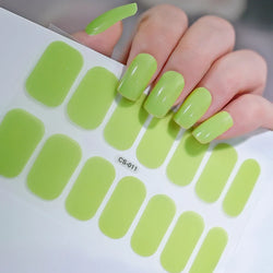14Tips Solid Color Stickers Nail Art Supplies European & American Simple Decals Oil Film Decals Press on Nails Stickers Designer (ONLINE ORDER ONLY)