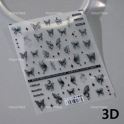 Steam Punk Butterfly Gear Green Star Gold Stamping Self Adhesive Nail Art Decoration Stickers Illusion Polarized Manicure Decals (ONLINE ORDER ONLY)