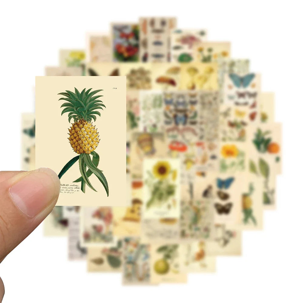 10/30/50pcs Retro Butterfly Plants Flower Graffiti Stickers Vintage Laptop Phone Luggage Motorcycle Car Aesthetic Sticker Decals (ONLINE ORDER ONLY)