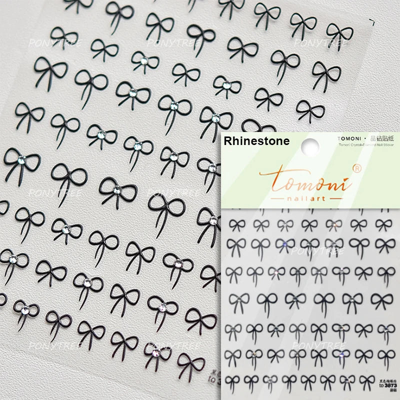 White Black Pink Bowknot Lace Star Pearl Tassel Pendant Shiny 5D Embossed Relief Self Adhesive Nail Art Stickers Manicure Decals (ONLINE ORDER ONLY)