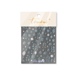 Dressy Embossment Colorful Gradient Snowflakes Laser Silver Christmas Tree Winter Bowknot Santa Nail Art Stickers Manicure Decal (Online Order Only)