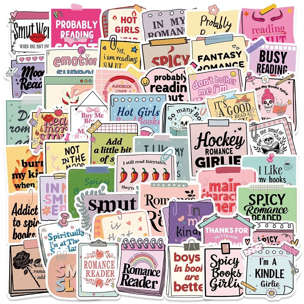 50PCS Smutty Romance Bookish Spice Stickers for Kindle, iPad, Laptop, Diary (Online Order Only)