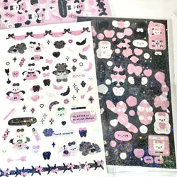 Korean Cute Devil Bear Dialog Laser Sticker Scrapbooking DIY Album Decoration Sticker Aesthetic Kawaii Stationery Halloween Gift (ONLINE ORDER ONLY)