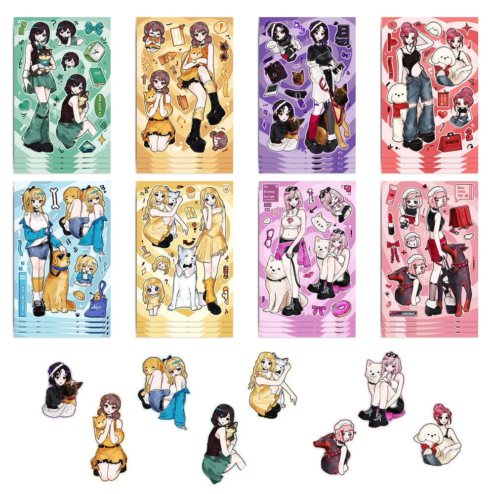 8/16/32pcs Dogs and Girls Puzzle Sticker Funny Children DIY Cartoon Assemble Animals Stickers Kids Toys Boys Girls Gifts﻿ (ONLINE ORDER ONLY)
