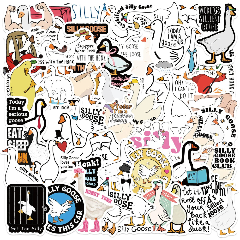 50PCS Cartoon Cute Silly Goose Sticker Decals Toys For Phone Laptop Luggage Skateboard Guitar DIY Graffiti Aesthetic Stickers (ONLINE ORDER ONLY)