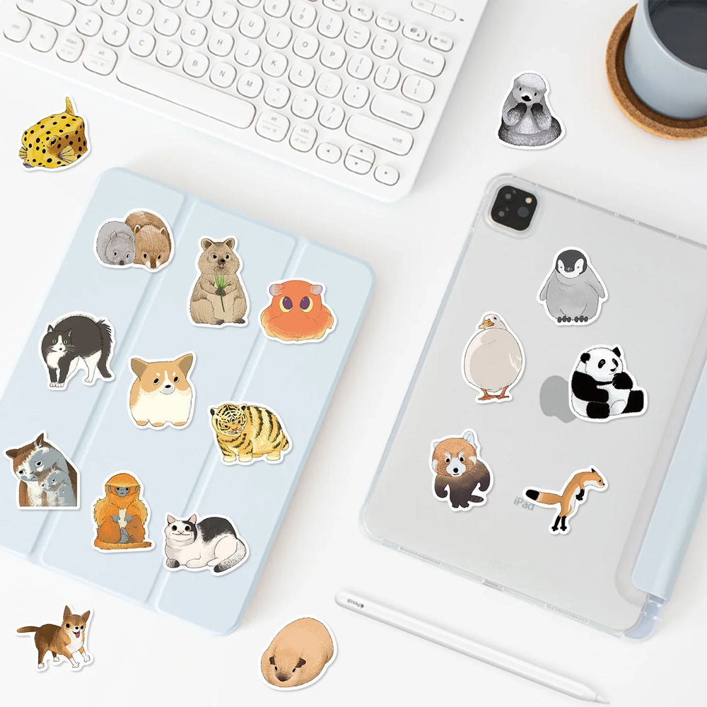 50PCS Mixed Animals Rabbit Panda Cat Sticker Aesthetic DIY Korean Stationery Decoration Scrapbooking School Supplies (ONLINE ORDER ONLY)