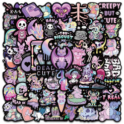 56PCS Gothic Skull Cat Stickers for Luggage, Car, Laptop, Motorcycle, Kids (Online Order Only)