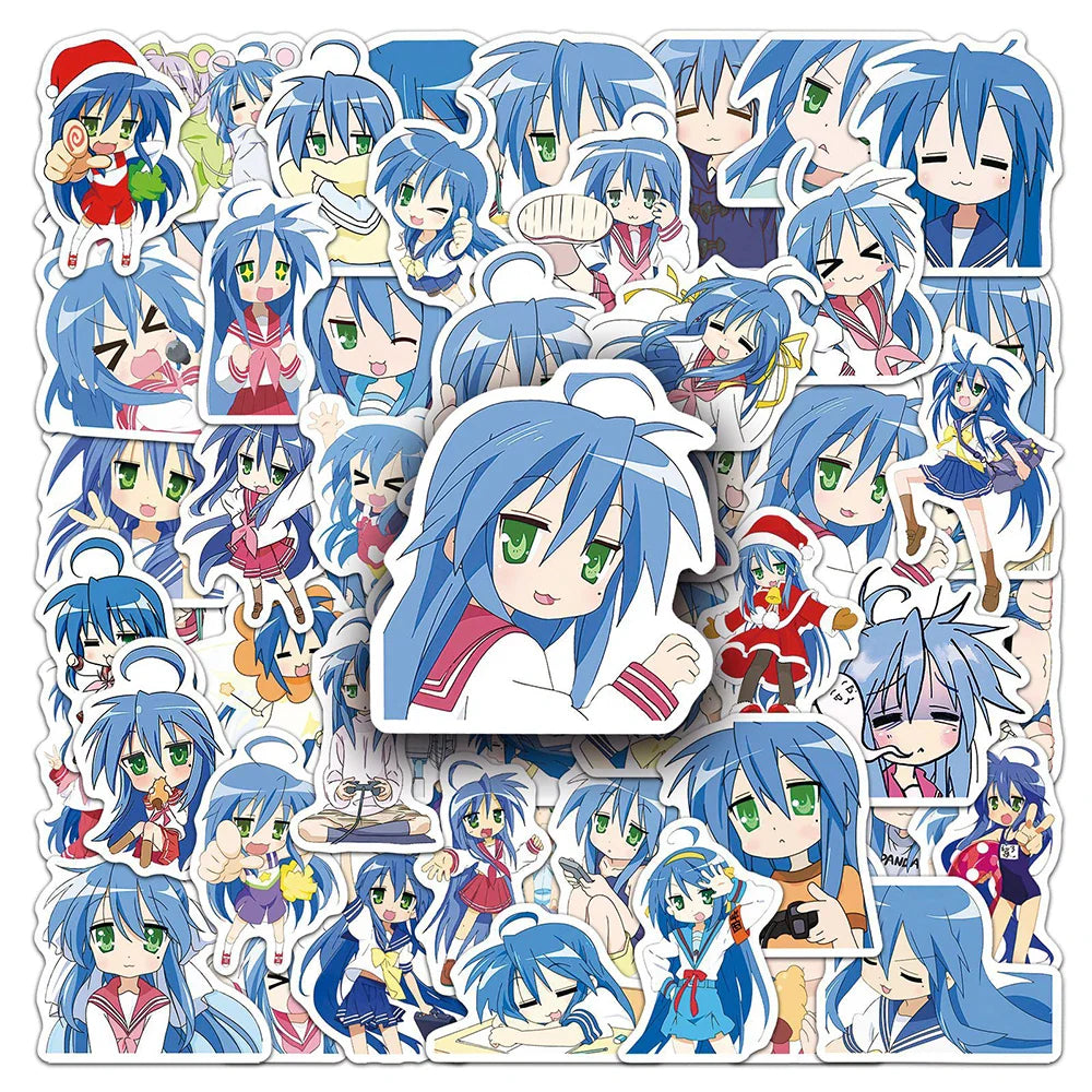 Anime Lucky Star Stickers Izumi Konata Decals Waterproof for Laptop, Fridge, Skateboard, Car - 10/30/50pcs (Online Order Only)