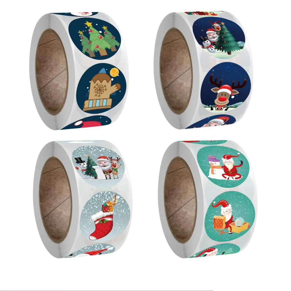 50-500pcs Cartoon Merry Christmas Sticker Santa Claus Tree Paper Label New Year Cute Snowman Stationery Stickers For Kids Gift (ONLINE ORDER ONLY)