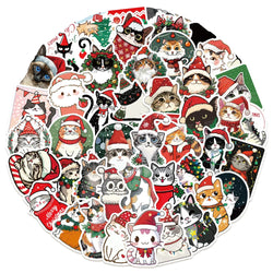 Christmas Cat Stickers Kawaii Graffiti Decals Cute Animal DIY Laptop Guitar Bike Toy (ONLINE ORDER ONLY)