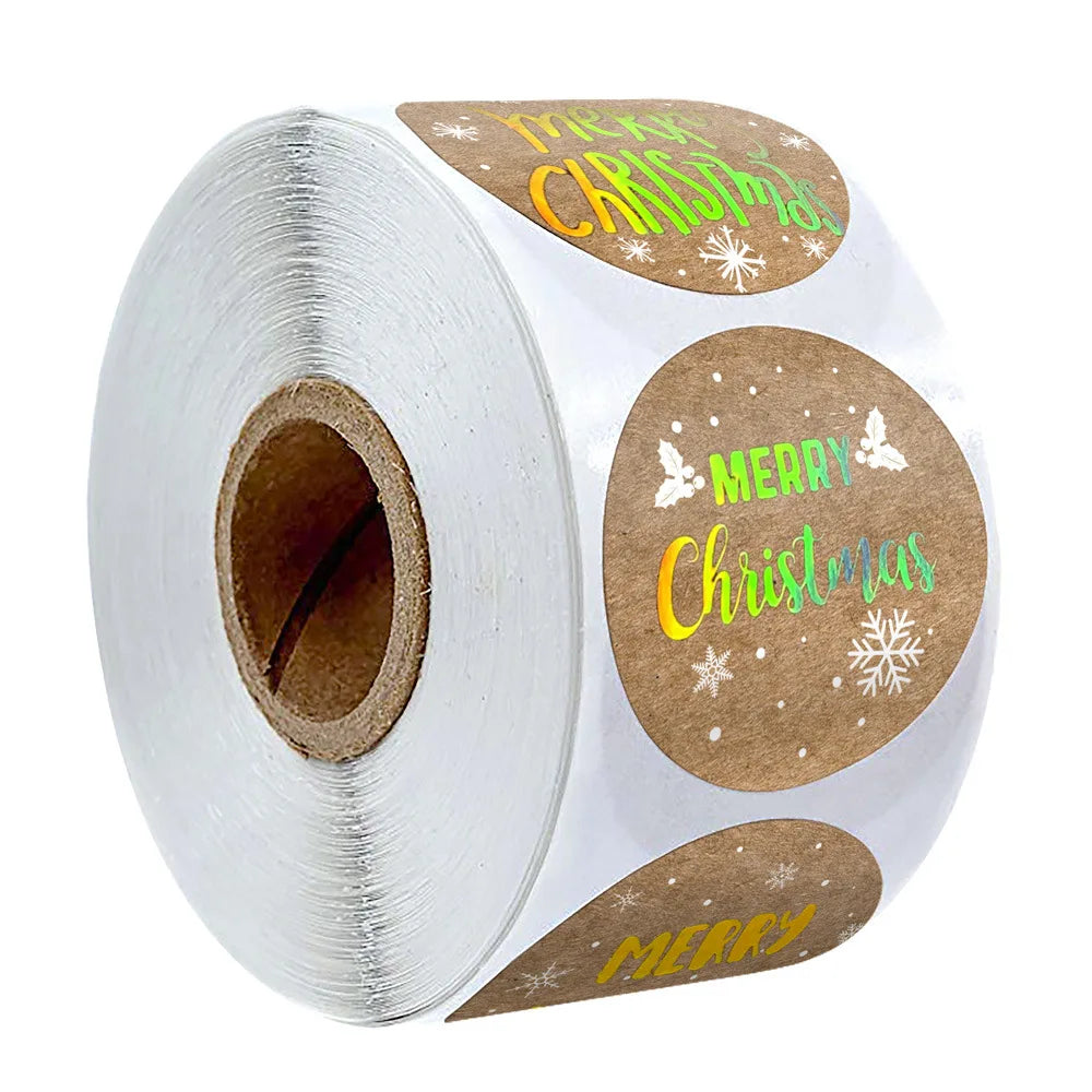 100-500Pcs Merry Christmas Stickers Seal Labels Gold Silver 1 Inch Round Stickers For Handmade Sticker Card Box Package Labels (ONLINE ORDER ONLY)