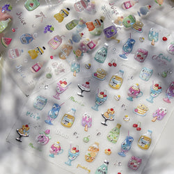 Soda Fruit Beverage Bottle Bear Watermelon Popsicle Dessert Ice Cream Cat Cherry Strawberry Bow Summer Nail Art Stickers Decals (ONLINE ORDER ONLY)