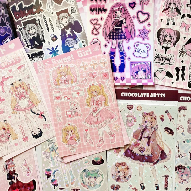 Ins Cute Angel Princess Baseball Girl Sticker Scrapbooking DIY Album Decoration Sticker Aesthetic Personalized Kawaii Stationery (ONLINE ORDER ONLY)