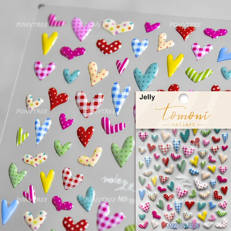 Colourful Graffiti Round Dot Line Water Droplet Cute Comma Geometric Jelly 5D Self Adhesive Nail Art Stickers Manicure Decals (Online Order Only)