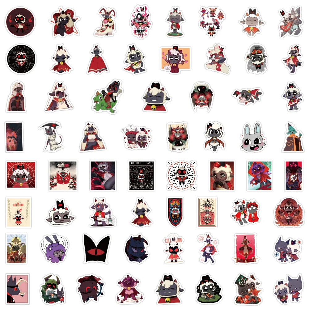 10/30/60/120PCS Cult of The Lamb Stickers Funny Game Decals Scrapbook Luggage Laptop Guitar Bike Skateboard Cartoon Sticker Toy (ONLINE ORDER ONLY)