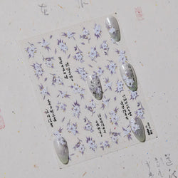 Trumpet Creeper White Flower Purple Leaves Antique Special Characters 5D Soft Relief Adhesive Nail Art Stickers Manicure Decals (ONLINE ORDER ONLY)