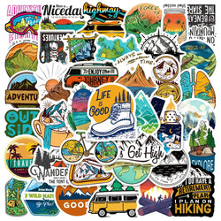 10/50/100pcs Outdoor Hiking Camping Stickers Aesthetic Decals Skateboard Phone Laptop Bike Car Travel Luggage Waterproof Sticker (ONLINE ORDER ONLY)