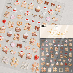Bowknot Dog puppy Christmas Hat Strawberry Cake Food Coffee Cherry Love Heart Adhesive Nail Art Sticker Reliefs Manicure Decals (Online Order Only)