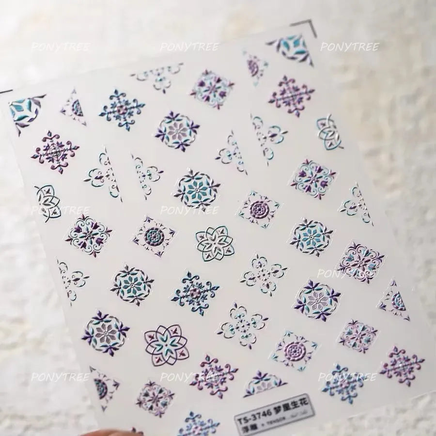Black White Pearl Lace Butterfly Cross Retro Figure Flower Symmetric Self Adhesive Nail Art Stickers  Manicure Decals Wholesale (ONLINE ORDER ONLY)