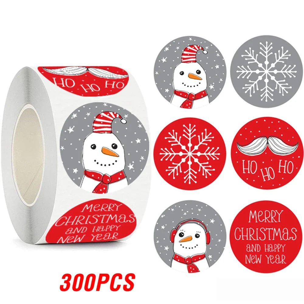 100-500pcs Merry Christmas Gift Decorative Stickers Round Thank You Labels Handmade Candy Biscuits Package Christmas Sticker (ONLINE ORDER ONLY)