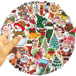 50pcs Retro Christmas Cartoon Children Stickers Decals Decoration DIY Phone Notebook Suitcase Laptop Fridge Wall Sticker (ONLINE ORDER ONLY)