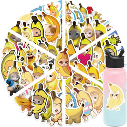 50Pcs  Banana Cat Cartoon Kawaii Sticker DIY Scrapbook Laptop Stationary Guitar Suitcase Sticker Cute Animal Decals Kids Toys﻿ (Online Order Only)