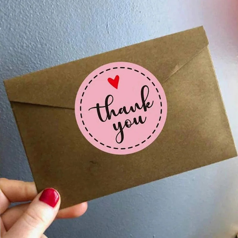 100-500PCS Heart Stickers Thank You Stickers for Business Merci Packaging Stickers Rolling Love for Packaging Decoration (ONLINE ORDER ONLY)