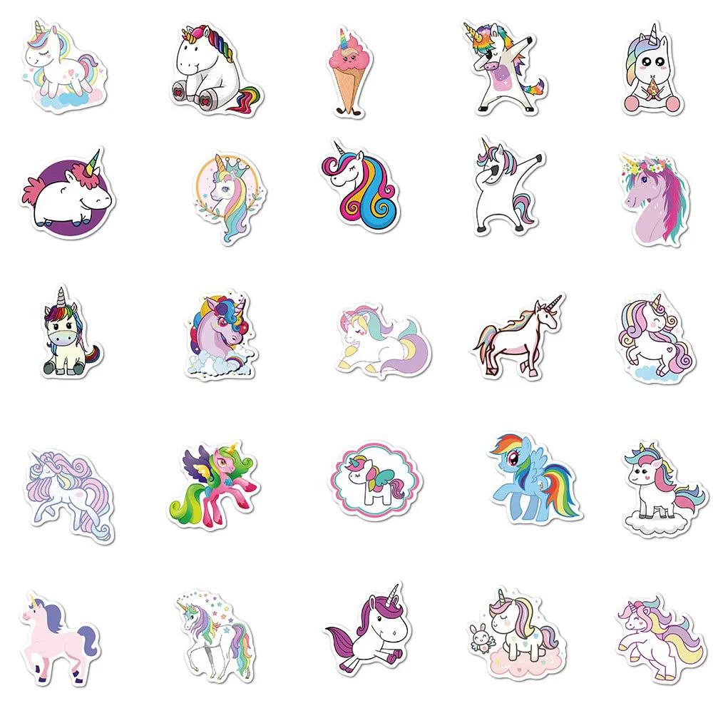 10/30/50/100PCS Cute Animals Pink Unicorn Cartoon Sticker DIY Diary Phone Laptop Luggage Skateboard Graffiti Decals Fun for Kid (ONLINE ORDER ONLY)