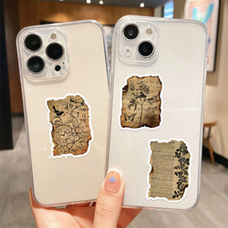 50PCS Vintage Manuscript Stickers For Hand Account Laptop Suitcase Phone Case DIY Cartoon Stickers Retro Style Graffiti Decals (ONLINE ORDER ONLY)