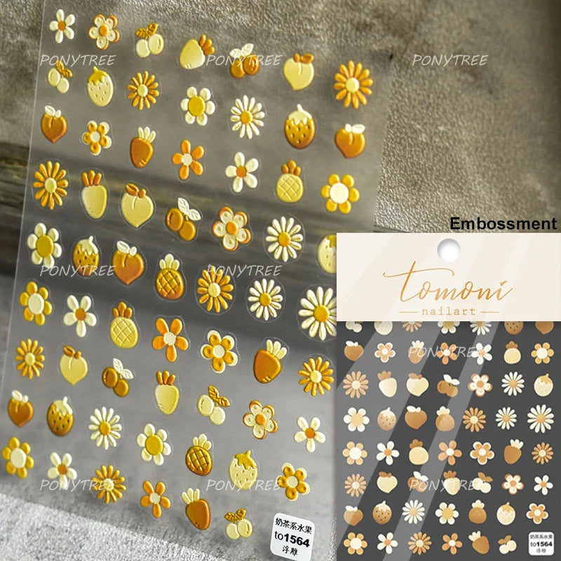 Carambola Grape Honey Peach Cherry Pineapple Pineapple Orange Apple Lemon Bromeliad Fruit Jelly Nail Art Sticker Manicure Decals (ONLINE ORDER ONLY)