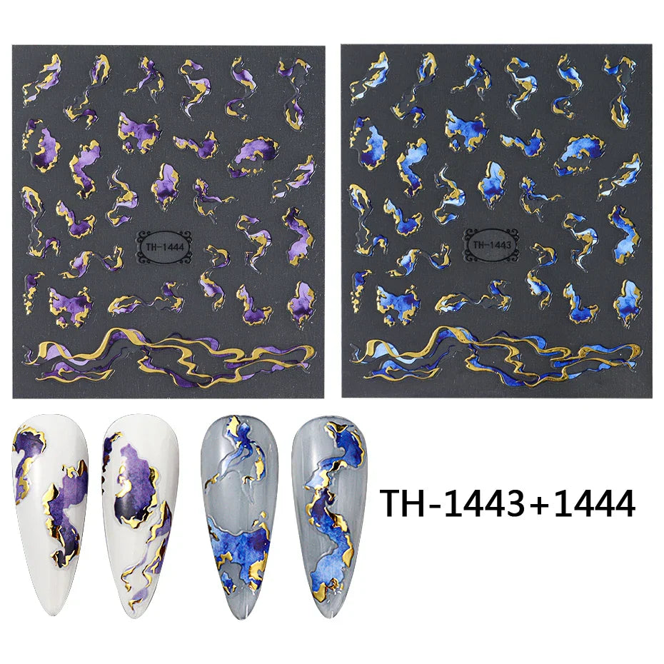 Nail Stickers Holographic Gel Decals Gold Art Self-Adhesive Manicure Supplies (Online Order Only)