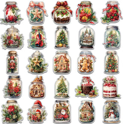 10/30/50PCS Cute Christmas Wishing Bottle Stickers Cartoon Santa Claus Decals Party Decoration Laptop Phone Luggage Fridge Gifts (Online Order Only)
