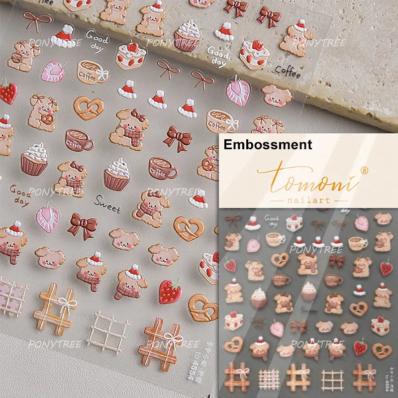 Sweet Cookies Biscuit Snack Delicious Doughnut Savoury Food Bicky Croissant Cheese Pudding Baguette Chic Nail Art Stickers Decal (ONLINE ORDER ONLY)