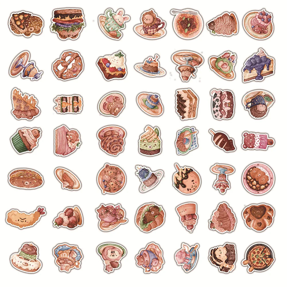 10/30/50/100PCS Cute Cartoon Animal Food Stickers Kids Toy DIY Suitcase Fridge Phone Notebook Laptop Bike Waterproof Decals Gift (ONLINE ORDER ONLY)