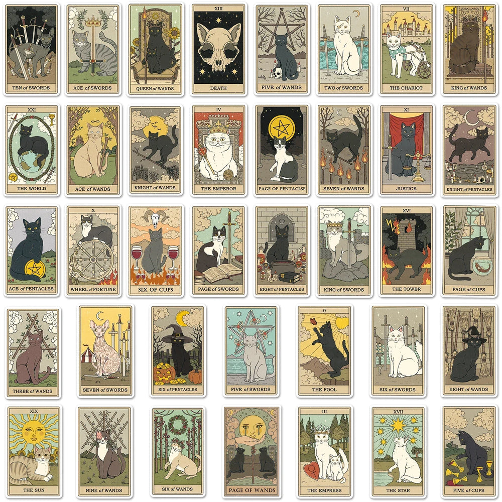 50Pcs Tarot Cartoon Stickers Waterproof DIY Decals (Online Order Only)